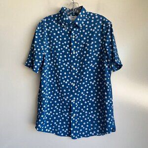 NEW SOUTHERN TIDE Poppin Poppies Performance Shirt Mens Small Blue